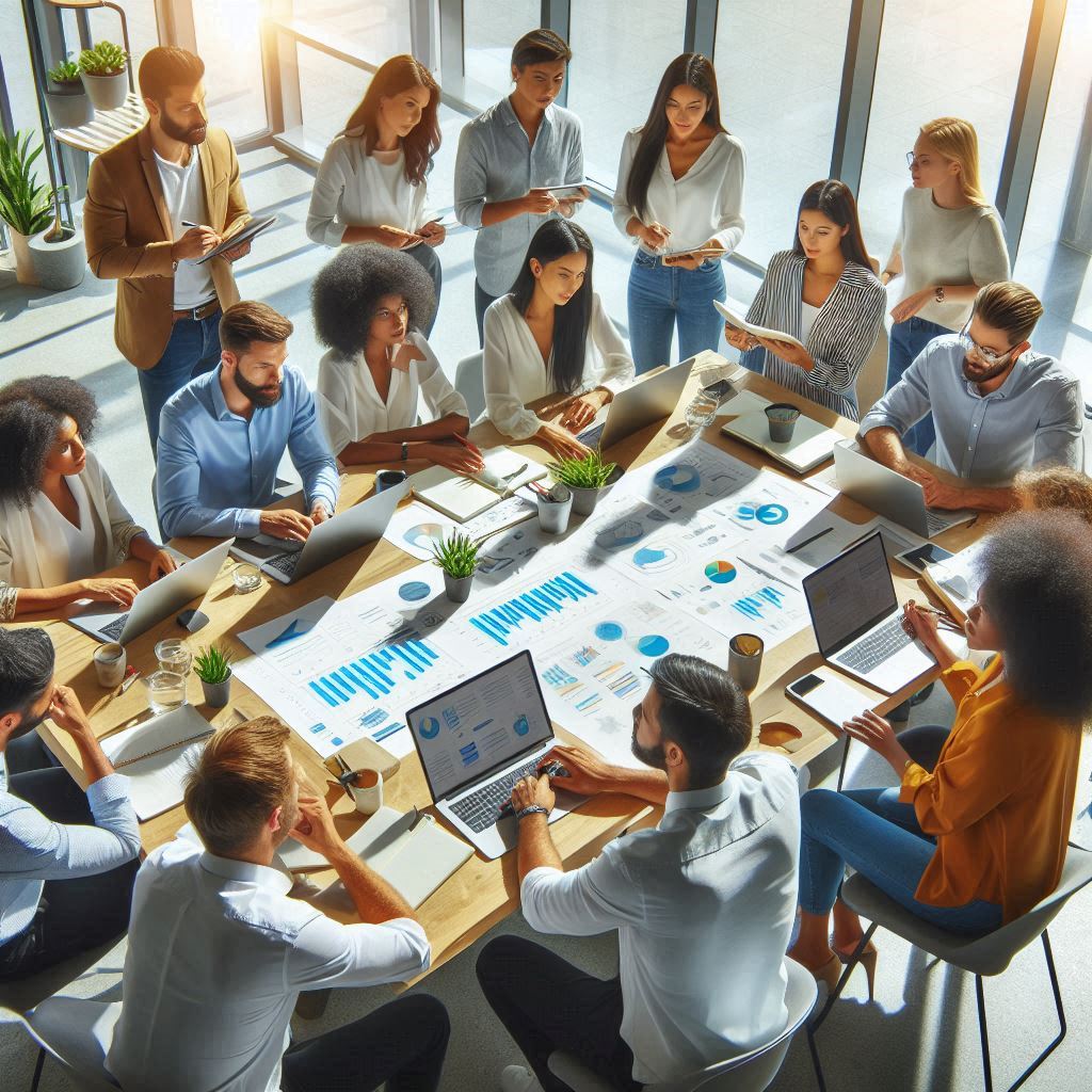 SEO team collaboration - Professional digital marketing team working together